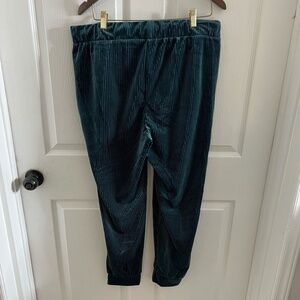 One 5 One Women's Size XL Velvet Drawstring Lounge  Blue Green Track Jogger Pant